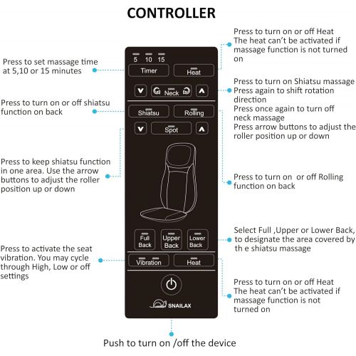  [아마존 핫딜] [아마존핫딜]Snailax shiatsu Neck & Back Massager with Heat, Full Back Kneading Shiatsu or Rolling Massage, Massage Chair pad with Height Adjustment, Relieve Muscle Pain for Back Shoulder and N