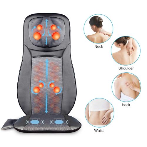  Snailax shiatsu Neck & Back Massager with Heat, Full Back Kneading Shiatsu or Rolling Massage, Massage Chair pad with Height Adjustment, Relieve Muscle Pain for Back Shoulder and N