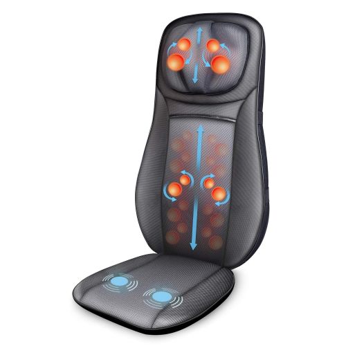  Snailax shiatsu Neck & Back Massager with Heat, Full Back Kneading Shiatsu or Rolling Massage, Massage Chair pad with Height Adjustment, Relieve Muscle Pain for Back Shoulder and N