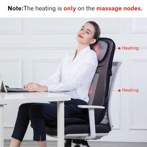  Snailax shiatsu Neck & Back Massager with Heat, Full Back Kneading Shiatsu or Rolling Massage, Massage Chair pad with Height Adjustment, Relieve Muscle Pain for Back Shoulder and N