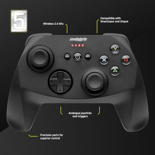  [아마존베스트]snakebyte Gamepad Pro Wireless Controller for PC, Analogue Joysticks, Wireless 2.4GHz Game Controller for Computer, Compatible with Directinput and Xinput, Built-in Battery, Extra