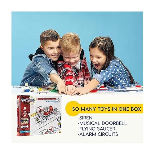  Snap Circuits Jr. SC-100 Electronics Exploration Kit, Over 100 Projects, Full Color Project Manual, 28 Parts, STEM Educational Toy for Kids 8 +