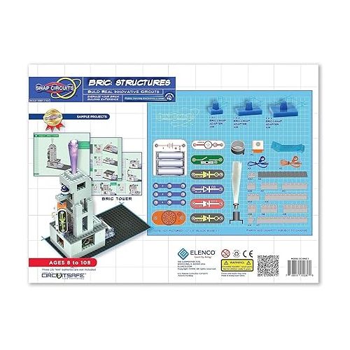  Snap Circuits BRIC: Structures | Brick & Electronics Exploration Kit | Over 20 Stem & Brick Projects | Full Color Project Manual | 20 Parts | 75 BRIC-2-Snap Adapters | 140+ BRICs