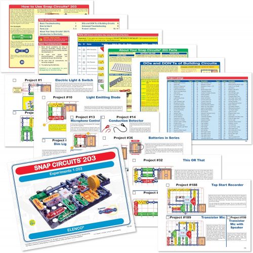  Snap Circuits 203 Electronics Exploration Kit | Over 200 STEM Projects | 4-Color Project Manual | 42 Snap Modules | Unlimited Fun