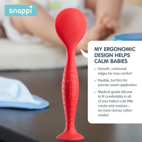  [아마존베스트]Snappi Baby Ergo Brush Diaper Cream Applicator for a Baby Bum | Medical-Grade Silicone Diaper Rash Cream Bottom Brush Keeps Hands/Fingernails Clean & Sanitary