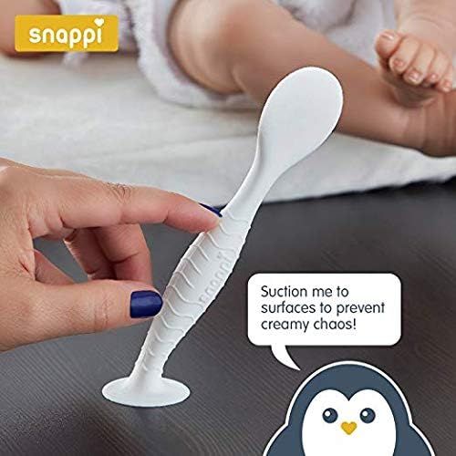  Snappi Baby Ergo Brush Diaper Cream Applicator for a Baby Bum | Medical-Grade Silicone Diaper Rash Cream Bottom Brush Keeps Hands/Fingernails Clean & Sanitary (White)