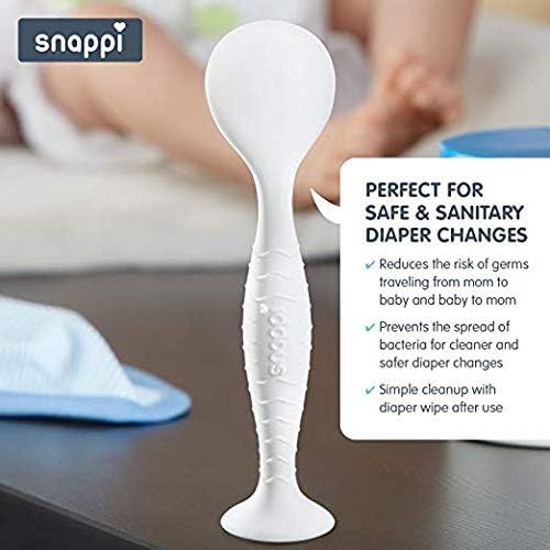  Snappi Baby Ergo Brush Diaper Cream Applicator for a Baby Bum | Medical-Grade Silicone Diaper Rash Cream Bottom Brush Keeps Hands/Fingernails Clean & Sanitary (White)