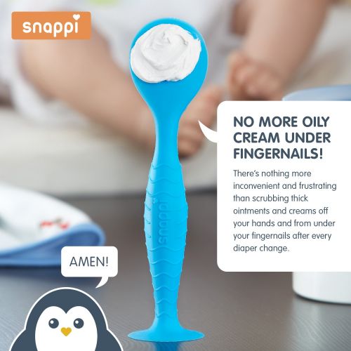  Snappi Baby Ergo Brush Diaper Cream Applicator for a Baby Bum | Medical-Grade Silicone Diaper Rash Cream Bottom Brush Keeps Hands/Fingernails Clean & Sanitary (Azure Blue)