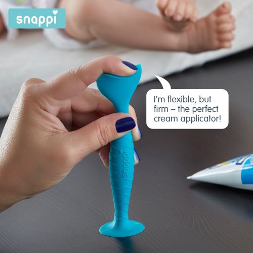  Snappi Baby Ergo Brush Diaper Cream Applicator for a Baby Bum | Medical-Grade Silicone Diaper Rash Cream Bottom Brush Keeps Hands/Fingernails Clean & Sanitary (Azure Blue)