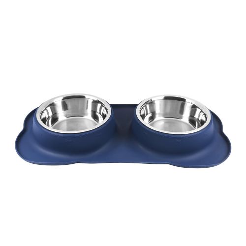  Snappies Petcare Large Dog Bowls & Mat Set - 2 Large Capacity 54oz (108oz Total) Removable Stainless Steel Bowl Set in a Stylish No Mess, No Spill, Non Skid, Silicone Mat. Food & Water Bowls for Me