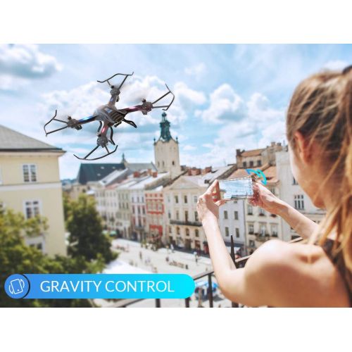  SNAPTAIN S5C WiFi FPV Drone with 720P HD Camera, Voice Control, Gesture Control RC Quadcopter for Beginners with Altitude Hold, Gravity Sensor, RTF One Key Take Off/Landing, Compat