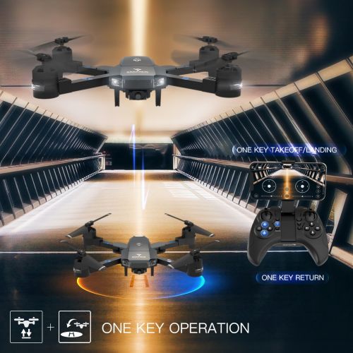  SNAPTAIN A15 FPV RC Drone with 720P HD Camera and Live Video 120° Wide-Angle WiFi Quadcopter Foldable Drone with Trajectory Flight Altitude Hold Headless Mode 3D Flip and One Key R