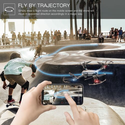  SNAPTAIN A15 FPV RC Drone with 720P HD Camera and Live Video 120° Wide-Angle WiFi Quadcopter Foldable Drone with Trajectory Flight Altitude Hold Headless Mode 3D Flip and One Key R