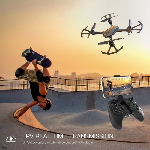  SNAPTAIN A15 FPV RC Drone with 720P HD Camera and Live Video 120° Wide-Angle WiFi Quadcopter Foldable Drone with Trajectory Flight Altitude Hold Headless Mode 3D Flip and One Key R