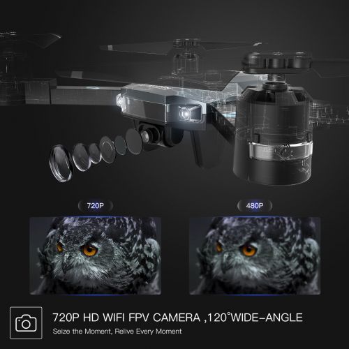  SNAPTAIN A15 FPV RC Drone with 720P HD Camera and Live Video 120° Wide-Angle WiFi Quadcopter Foldable Drone with Trajectory Flight Altitude Hold Headless Mode 3D Flip and One Key R
