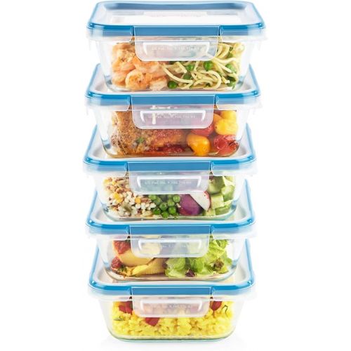  Snapware Piece Total Solution Glass Food Storage Containers Set with Plastic Lids, 10 PC