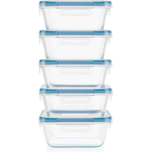  Snapware Piece Total Solution Glass Food Storage Containers Set with Plastic Lids, 10 PC