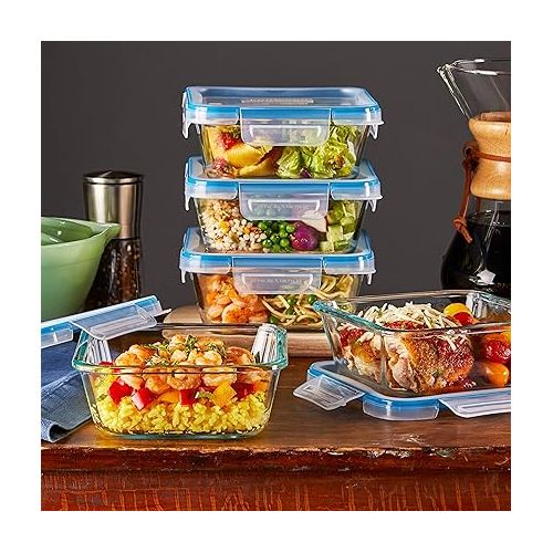  Snapware Piece Total Solution Glass Food Storage Containers Set with Plastic Lids, 10 PC