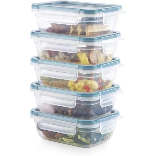  Snapware Total Solution 10-Pc Plastic Food Storage Containers Set, 3-Cup Rectangle Meal Prep Container, Non-Toxic, BPA-Free Lids with 4 Locking Tabs, Microwave, Dishwasher, and Freezer Safe