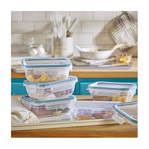  Snapware Total Solution 10-Pc Plastic Food Storage Containers Set, 3-Cup Rectangle Meal Prep Container, Non-Toxic, BPA-Free Lids with 4 Locking Tabs, Microwave, Dishwasher, and Freezer Safe