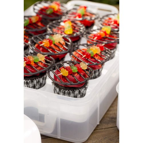  Snapware Snap N Stack 2-Layer Cookie, Cake, Cupcake and Brownie Storage Carrier (BPA Free Plastic, Holds Up to a Quarter-Sheet Cake)