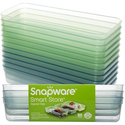  Snapware (12 Pack) Smart Store Container Organizer Tray Plastic Stackable Storage Tray For Kitchen