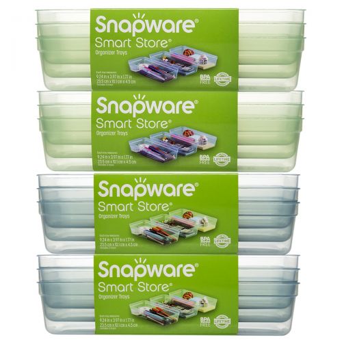  Snapware (12 Pack) Smart Store Container Organizer Tray Plastic Stackable Storage Tray For Kitchen