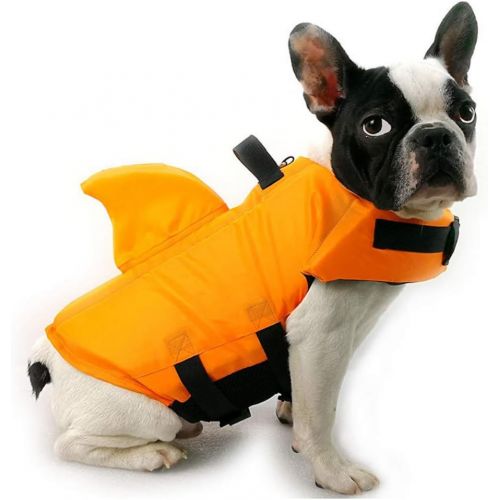  Snik-S Dog Life Jacket- Preserver with Adjustable Belt, Pet Swimming Shark Jacket for Short Nose Dog (Pug,Bulldog,Poodle,Bull Terrier)