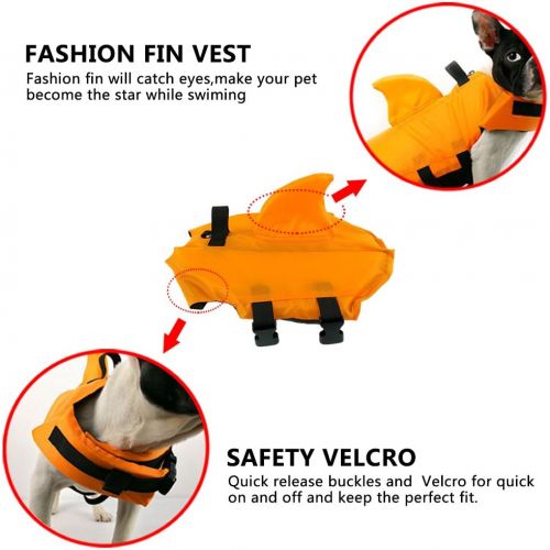  Snik-S Dog Life Jacket- Preserver with Adjustable Belt, Pet Swimming Shark Jacket for Short Nose Dog (Pug,Bulldog,Poodle,Bull Terrier)