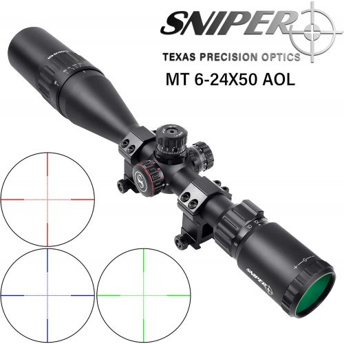  SNIPER MT 6-24x50 Rifle Scope with Red/Green/Blue Illuminated Reticle Riflescope