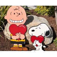 SnoopyYardArt Peanuts Happy Valentines Day Charlie Brown and Snoopy Lawn Wood Lawn Yard Art Ornament