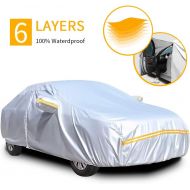 [아마존 핫딜] [아마존핫딜]Autsop Car Covers Waterproof,Car Covers 6 Layers Universal Outdoor Protection for Full Hatchback Cover with Zipper A7-2L+(Fits Hatchback up to 177)