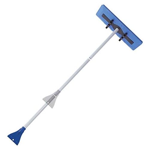  Snow Joe SJBLZD 2-in-1 Snow Broom with 18-Inch Foam Head + Large Ice Scraper, Blue