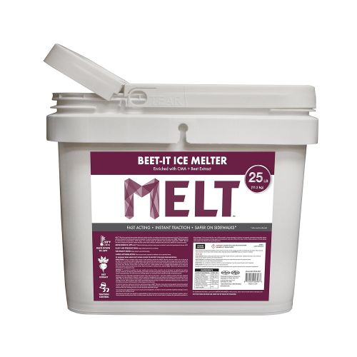  Snow Joe MELT25IB-BKT 25-lb Flip-Top Bucket Scoop Beet-It, Cma + Beet Extract Enriched Melt