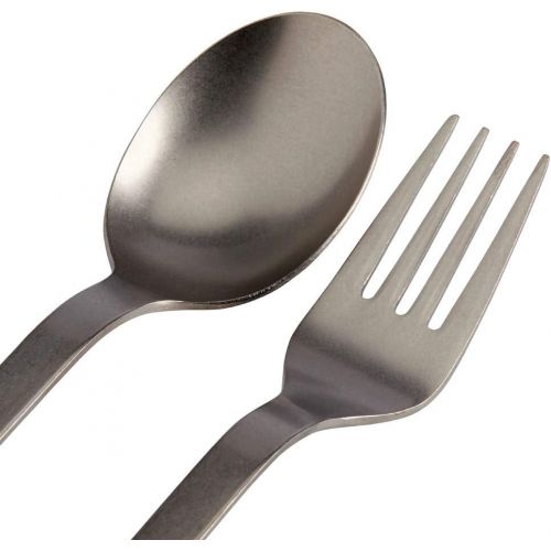  Snow Peak Titanium Fork & Spoon Set - Durable & Light Camping Utensils with a Carrying Case - 1.4 oz