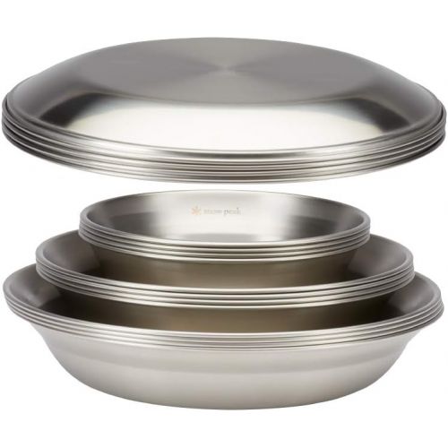  Snow Peak Tableware Set Family - Plates, Dishes, Bowls - Stainless Steel - 62.1 oz - 16 Pieces