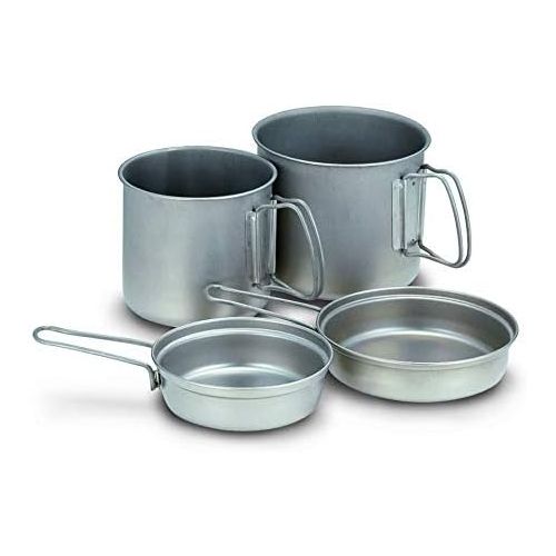  Snow Peak Titanium Trek Combo Cookware Set - Stacking Pots & Frying Pans - 4 Items