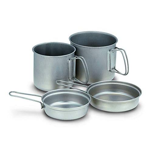  Snow Peak Titanium Trek Combo Cookware Set - Stacking Pots & Frying Pans - 4 Items