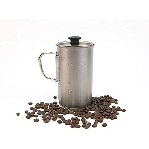  Snow Peak Titanium French Press - Small, Lightweight, Durable Coffee Maker - Titanium - 24 fl oz