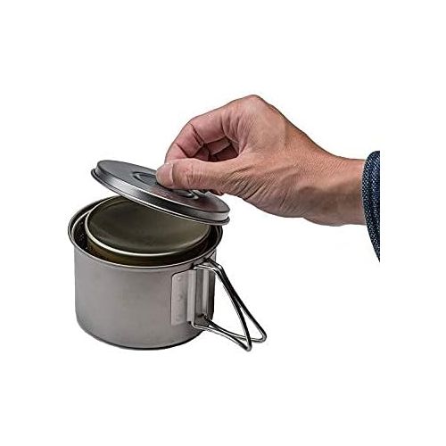  Snow Peak Ti-Mini Solo Combo 2.0 - Ultralight Cookset - Camping Pot & Cup - Titanium - 5.5 oz