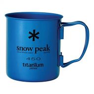 Snow Peak Titanium Single-Wall Cup - Foldable Handles - Camping & Backpacking - 15.2 fl oz - Anodized Blue