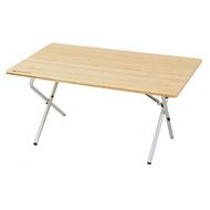 Snow Peak Renewed Low Single Action Table - Foldable Bamboo Table Top, Aluminum Table Legs - 12 Ibs