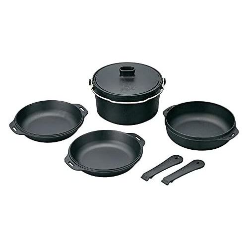  Snow Peak Cast Iron Duo - All-in-One Cook Set - Pot, Lid, Skillet, Plates, Handles, Storage Case