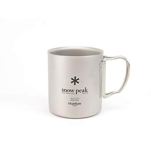  Snow Peak Titanium Double-Wall Mug - Durable & Lightweight Insulated Mug - Camping - 15.2 fl oz - Silver