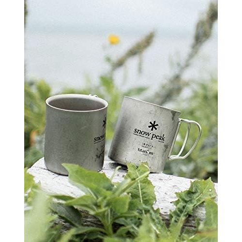  Snow Peak Titanium Double-Wall Mug - Durable & Lightweight Insulated Mug - Camping - 15.2 fl oz - Silver