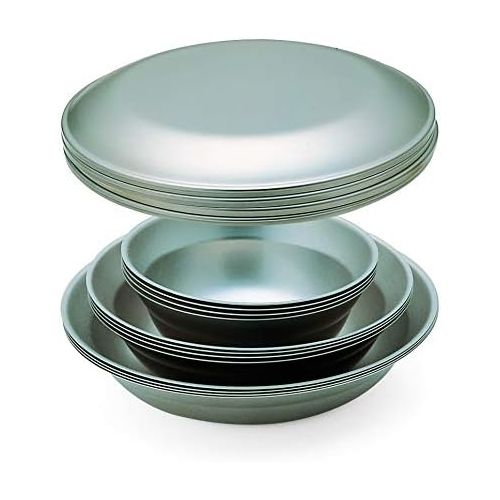  Snow Peak Tableware Set Family - Plates, Dishes, Bowls - Stainless Steel - 62.1 oz - 16 Pieces