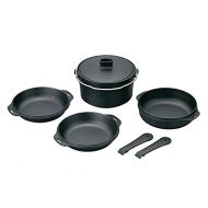 Snow Peak Cast Iron Duo - All-in-One Cook Set - Pot, Lid, Skillet, Plates, Handles, Storage Case