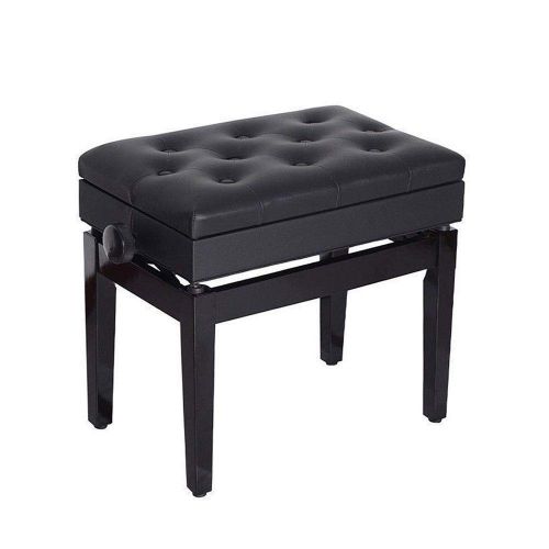  Snow Shop Everything Adjustable Height Padded Seat Piano Bench PU Leather Keyboard Weight Capacity: 300 lbs, Black