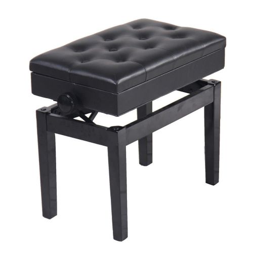  Snow Shop Everything Adjustable Height Padded Seat Piano Bench PU Leather Keyboard Weight Capacity: 300 lbs, Black