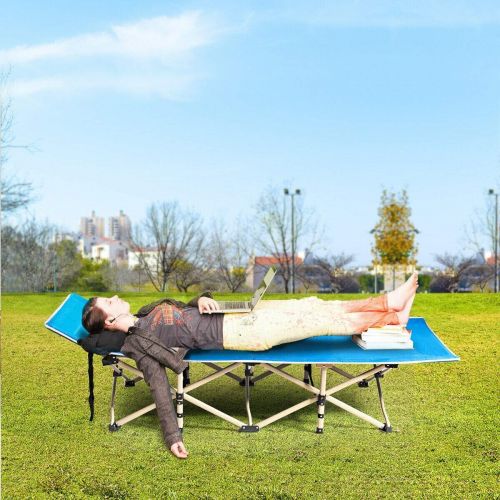  Snow Shop Everything Blue Foldable Camping Bed Portable Cot with Carrying Bag Travel Excellent and Memorable Experience in Hot Summer Days Suitable to Enjoy the Shade and Breeze at the Park, Beach, Poo